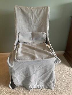 $615 Restoration Hardware Slipcover For Belgian Slope Arm Side Chair Weave Fog