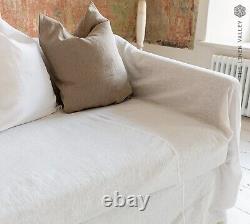 ANTIQUE WHITE linen couch cover. Linen couch cover. Linen drop cloth