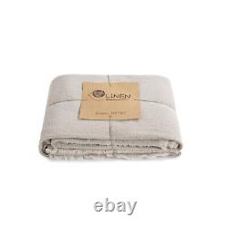 BALAPET 100% Linen Blanket Queen 88x92 for Bed Couch Sofa, Natural Washed L