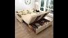 Beige Full Sleeper Sofa Linen Convertible Sofa Bed With Storage U0026 Side Pockets
