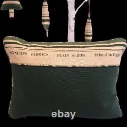 Bennison 100% Linen Fabric PLAIN STRIPE Reversible Pillow with Insert