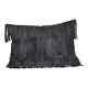 Black Leather Decorative Throw Pillow Covers With Fringe For Bed, Sofa Couch