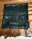 Black Leather Decorative Throw Pillow Covers With Fringe For Bed Sofa Couch Nwt