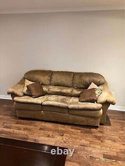 Brown 3 Seat Couch With Pillows