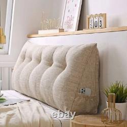 Cotton Linen Bed Cushion Sofa Headrest Hotel Backrest Pillow Removable Headboard