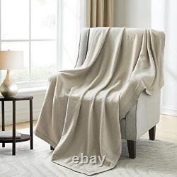 Couch Throw Blanket Linen Waffle Sofa Throw Blanket for Couch with Natural