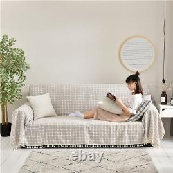 Dustproof Covers Solid Plaid Cotton Linen Sofa Towels Slipcovers Polyester Seat