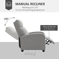 Fabric Recliner Manual Home Theater Seating Single Linen Sofa Light Grey