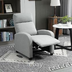 Fabric Recliner Manual Home Theater Seating Single Linen Sofa Light Grey