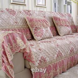 HOME 1PCS Luxury Linen Sofa Cover Red/Pink/Blue Lace Segmented Sofa Cover