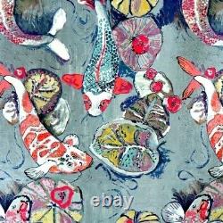 Japanese Koi Fish Printed Upholstery, Sofa Furnishing Fabric, Chair Sofa Fabric