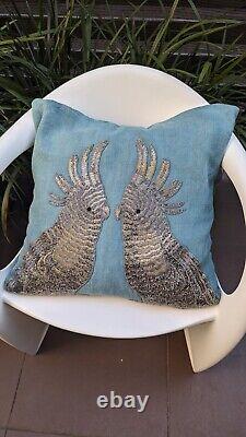 Jonathan Adler Zoology Parrot Turquoise Throw Pillow EUC RRP $325