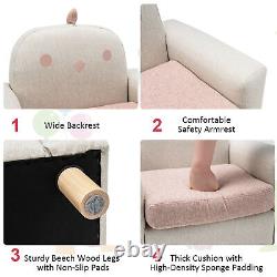 Kids Chick Sofa Wooden Armrest Chair Couch with Thick Cushion Beech Legs Gift
