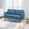 Loveseat Sofa For Bedroom With Button Tufting Upholstered Small Couch Dark