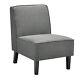 Modern Armless Accent Chair Fabric Single Sofa Withrubber Wood Legs Grey