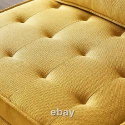 Multipurpose Linen Fabric Ottoman Lazy Sofa Pulling Out Sofa Bed (Yellow)