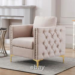NEW Accent Chair Comfy Single Sofa Club Armchair with Steel Legs for Living Room