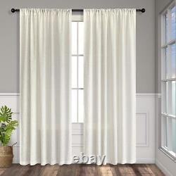 Natural Linen Back Tab Curtains 84 Inch Length for Living Room 2 Panel Pocket Dr