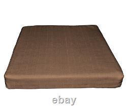 Qh20t Light Brown Linen Cotton Blend 3D Box Sofa Seat Cushion Cover Custom Size