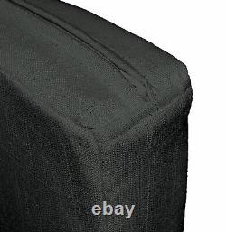Qh22t Dark Grey Linen Cotton Blend 3D Box Sofa Seat Cushion Cover Custom Size