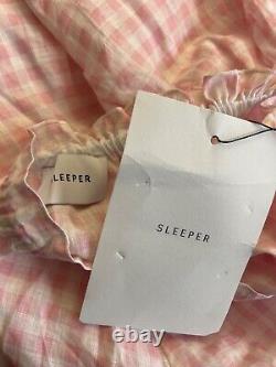 SLEEPER Women's Pink / White Linen Button LOUNGEWEAR DRESS Size 1 / One Size
