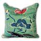 Schumacher Lotus Garden Cushion In Jade. Screen-printed. 100% Linen. 50cm X 50cm