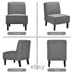 Set of 2 Armless Accent Chair Fabric Single Sofa withRubber Wood Legs Grey