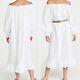 Sleeper Midi Dress Loungewear 100% Linen White Button Front One Size Nwt $325