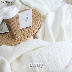 Soft 100% Linen Throw Flax Blanket for Bed Sofa with Self-tattered Edges