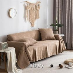 Solid Color Cotton Linen Fabric Cover Sofa Towel Non-Slip With Skirts 1/2/3Seat