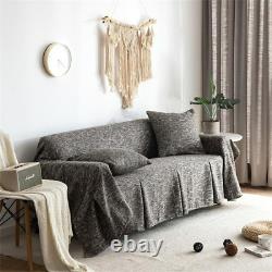 Solid Color Cotton Linen Fabric Cover Sofa Towel Non-Slip With Skirts 1/2/3Seat