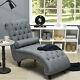 Tufted Chaise Lounge Indoor With Pillow For Bedroom Grey