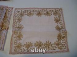 Vintage Embroidered Organza Tablecloth with gold charm & napkins