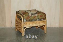 Wicker Armchairs Stool Table Suite Upholstered With Mulberry Flying Ducks Fabric