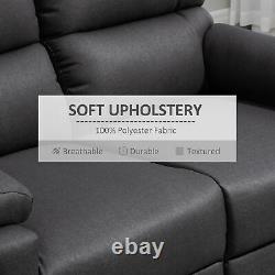 Canapé inclinable à deux places en tissu de lin avec repose-pieds, sièges de cinéma à domicile, gris foncé.