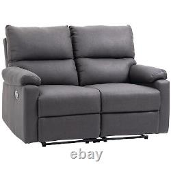 Canapé inclinable à deux places en tissu de lin avec repose-pieds, sièges de cinéma à domicile, gris foncé.