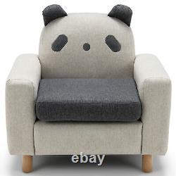 Canapé pour enfants Panda avec accoudoirs en bois, coussin épais, pieds en hêtre - Cadeau