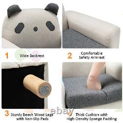 Canapé pour enfants Panda avec accoudoirs en bois, coussin épais, pieds en hêtre - Cadeau