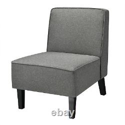 Chaise d'appoint moderne sans accoudoirs en tissu gris avec pieds en bois de caoutchouc