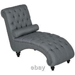 Chaise longue capitonnée d'intérieur avec oreiller pour chambre grise