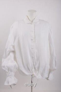 Chemise de salon en lin Rumba pour femmes avec manches ballon, taille L, attaches blanches, neuve avec étiquette