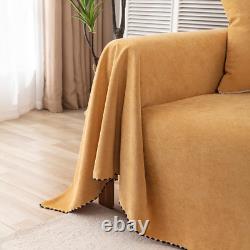 Couverture imperméable en lin de couleur unie pour canapé - Couverture polyvalente et housse de protection