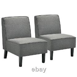 Ensemble de 2 chaises d'appoint sans accoudoirs en tissu pour canapé simple avec pieds en bois de caoutchouc gris