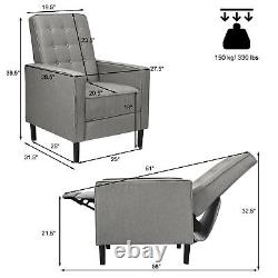 Ensemble de 2 fauteuils inclinables à dossier inclinable en tissu gris avec repose-pieds touffeté