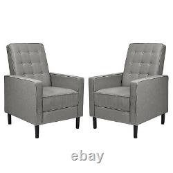 Ensemble de 2 fauteuils inclinables à dossier inclinable en tissu gris avec repose-pieds touffeté