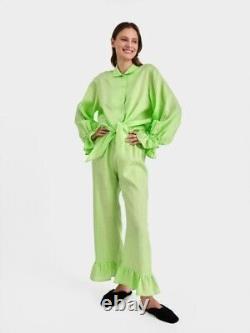 Ensemble de salon en lin Rumba Sleeper top avec pantalon taille moyenne vert