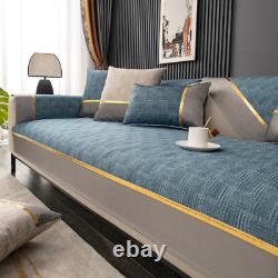 Housse de canapé en coton et lin universelle de luxe antidérapante avec serviette pour accoudoirs de canapé