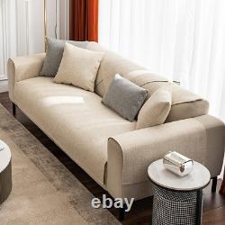 Housse de canapé en lin couleur unie moderne avec coussin de canapé anti-dérapant combiné