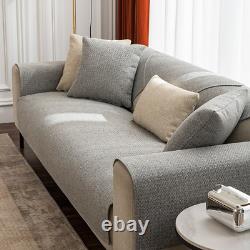 Housse de canapé en lin couleur unie moderne avec coussin de canapé anti-dérapant combiné