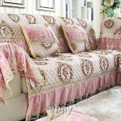 Housse de canapé en lin de luxe HOME 1PCS Rouge/Rose/Bleu avec dentelle segmentée